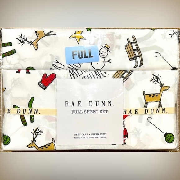 Rae Dunn Other - Rae Dunn Christmas Sheets FULL Size SUPER SOFT - Santa , Snowman , Reindeer NWT